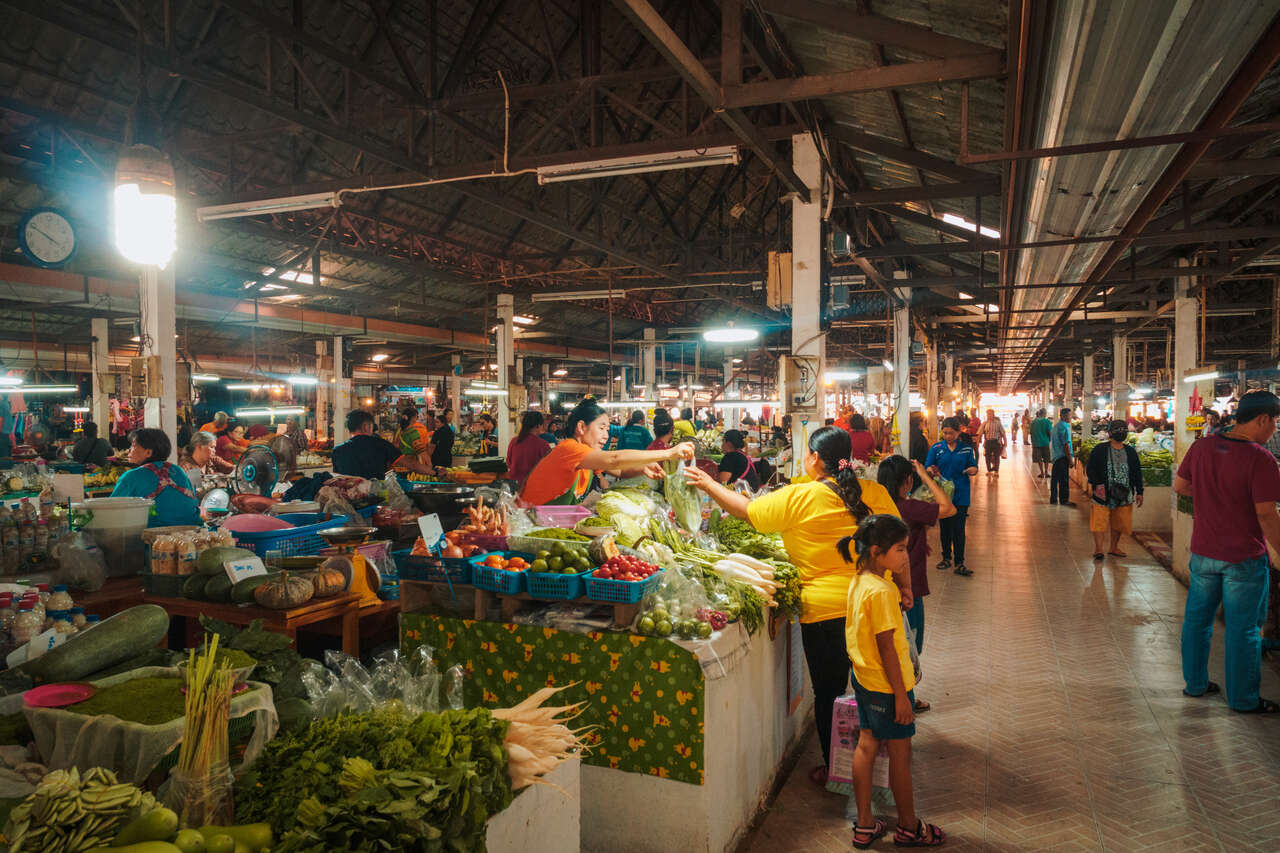 Sukhothai Wat Traphang Thong local market, Thailand